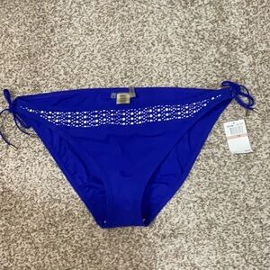 NWT Bleu Rod Beattie Swim Bottoms size 12 royal blue with gold accents ties